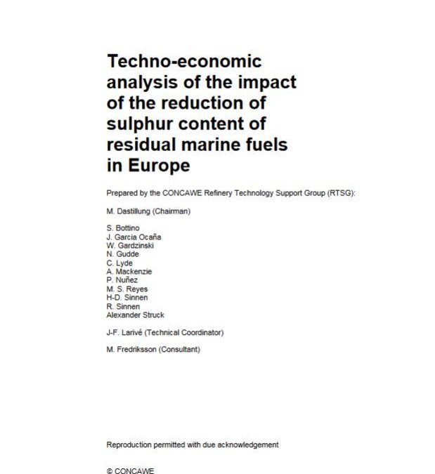 Techno-economic analysis of the impact of the reduction of sulphur content of residual marine fuels in Europe