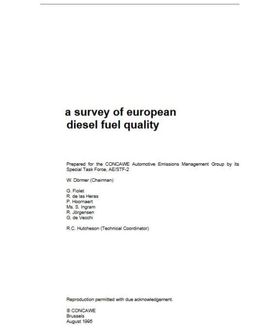 A survey of European diesel fuel quality