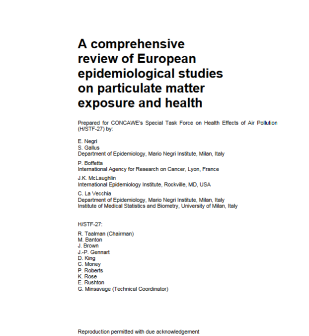 A comprehensive review of European epidemiological studies on particulate matter exposure and health