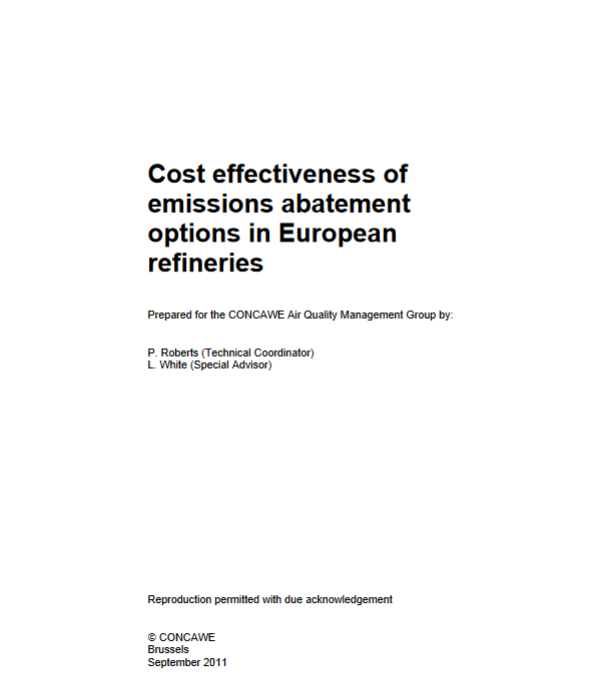 Cost effectiveness of emissions abatement options in European refineries