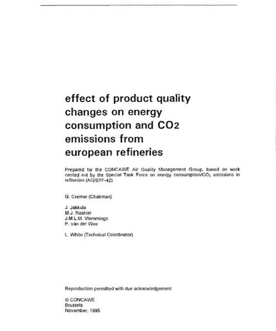 Effect of product quality changes on energy consumption and CO2 emissions from European refineries