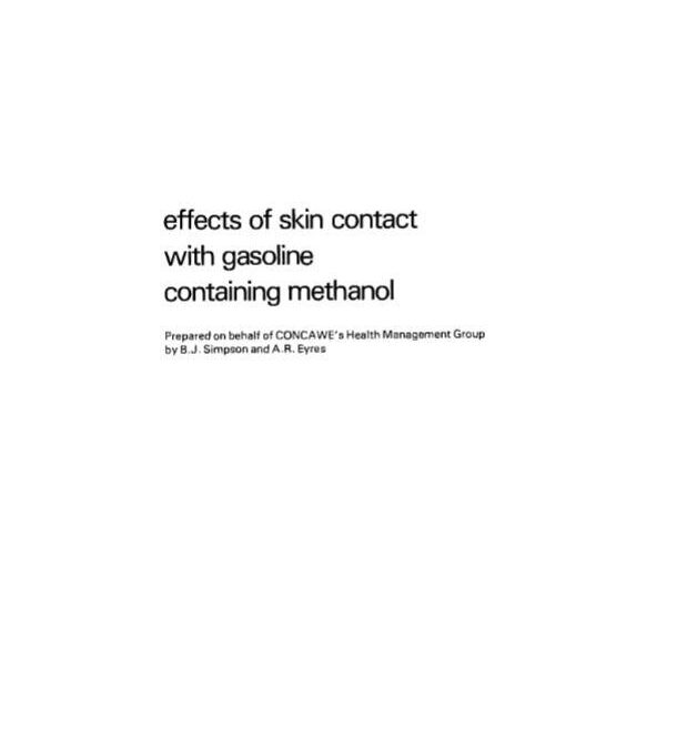 Effects of skin contact with gasoline containing methanol