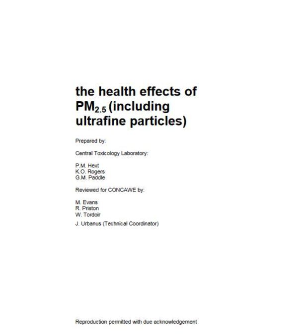 Тhe health effects of PM2.5 (including ultrafine particles)