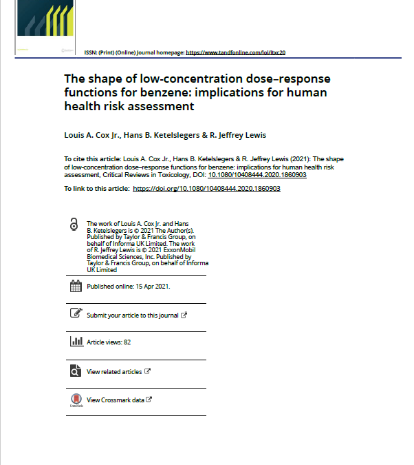 The shape of low-concentration dose–response functions for benzene: implications for human health risk assessment