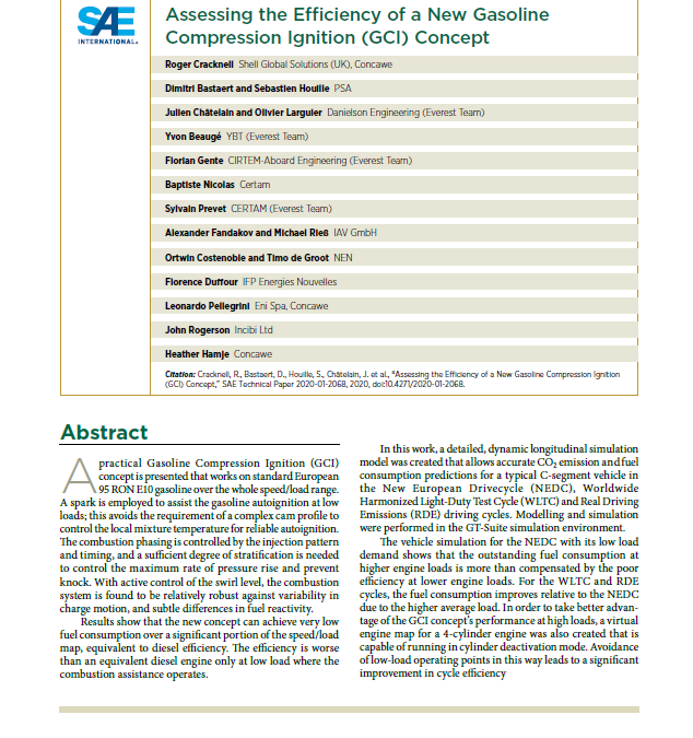 Assessing the Efficiency of a New Gasoline Compression Ignition (GCI) Concept