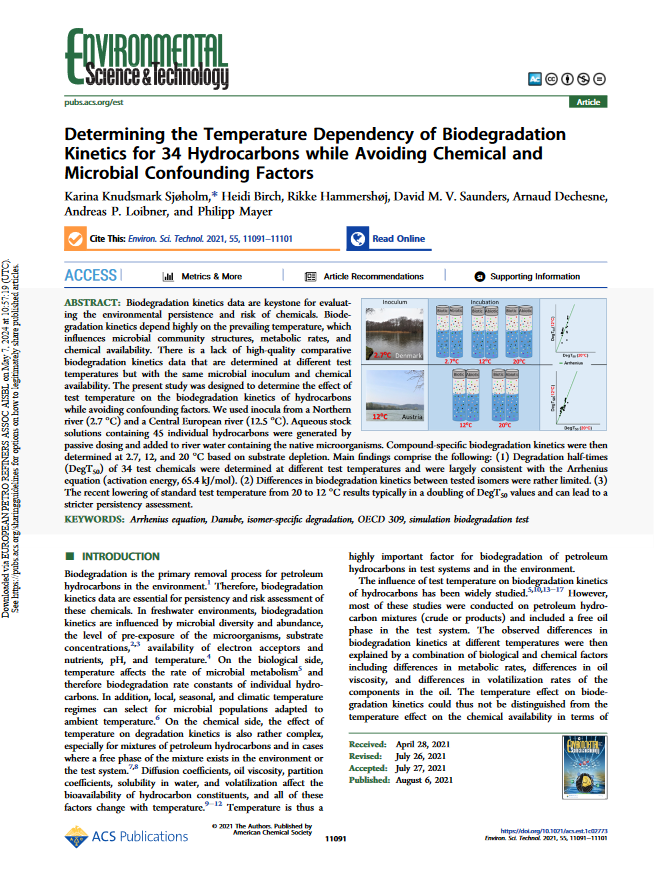 Determining the temperature dependency of biodegradation kinetics for 34 Hydrocarbons while avoiding chemical and microbial confounding factors