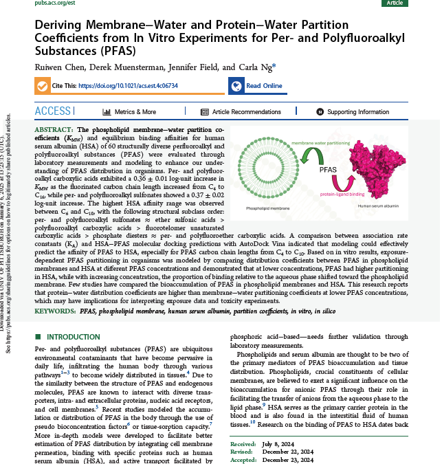 Deriving Membrane−Water and Protein−Water Partition Coefficients from In Vitro Experiments for Per- and Polyfluoroalkyl Substances (PFAS)