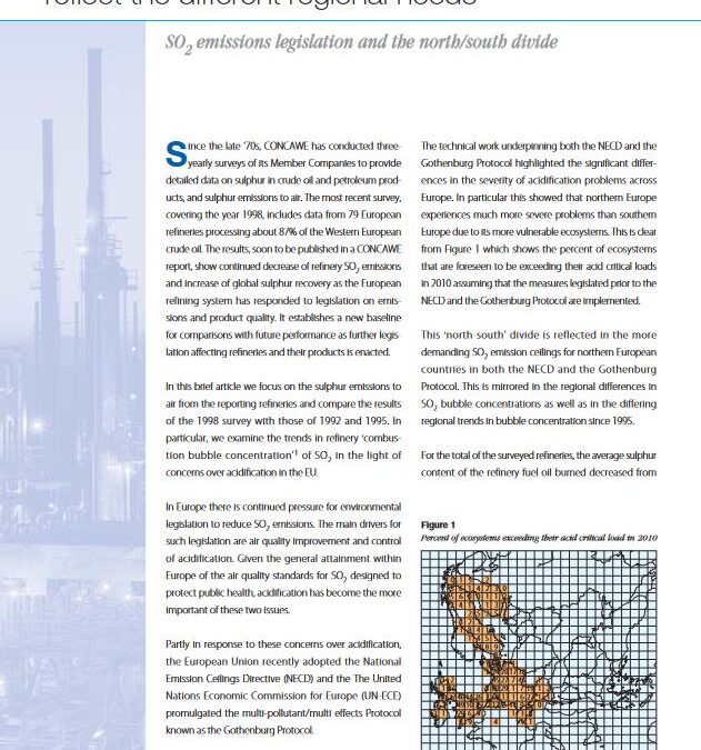 Refinery sulphur emission reductions reflect the different regional needs